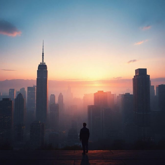 A serene moment captured as the sun sets over Manhattan, framed by iconic skyscrapers. Take a stroll down memory lane in this city that never sleeps.