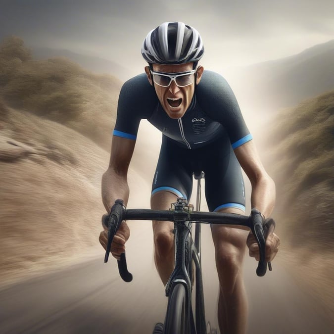 A determined cyclist races up the mountain, striving towards his goal. Feel the thrill of competition with this dynamic wallpaper for your desktop or mobile device.