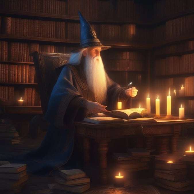 Immerse yourself in the enchanting world of fantasy with this captivating wallpaper featuring a wise wizard.