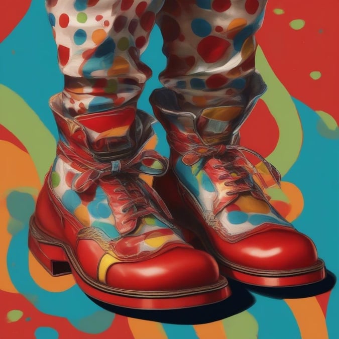 Get ready to join the fun with this vibrant wallpaper featuring a pair of clown shoes. The colorful polka dot pattern and bright red color of the shoes will add a pop of excitement to any desktop or mobile device.