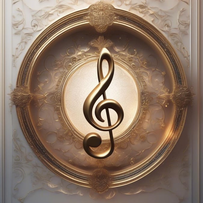 Experience the magic of music with this stunning wallpaper featuring a golden treble clef symbolizing melody and harmony. Perfect for music lovers or those who appreciate artistic beauty.