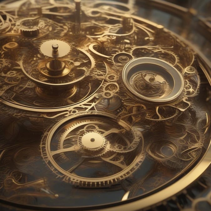 Bring the beauty of intricate machinery to your desktop with this stunning gear wallpaper. The abstract design features a complex array of golden gears and cogs, meticulously crafted against a black background. Perfect for those who appreciate the artistry in engineering.