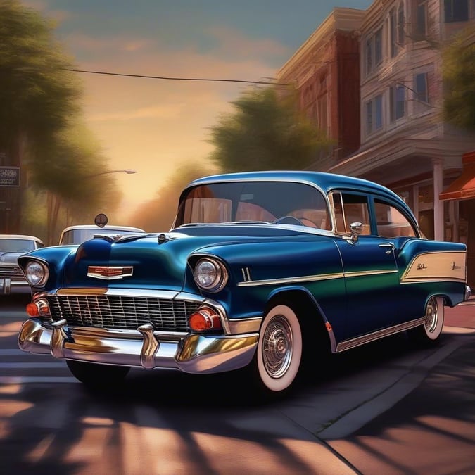 This stunning wallpaper features a vintage car parked on a street, exuding a sense of nostalgia and style. The classic design of the car is perfectly captured in this image, making it a great addition to any desktop or mobile device.