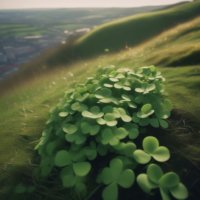 Embrace the luck of the Irish with this St. Patrick's Day-themed wallpaper featuring a vibrant display of green clover plants, a symbol of good fortune.