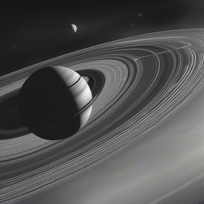 Experience the grandeur of our cosmic neighborhood, featuring Saturn's majestic rings and mysterious moon Titan in this stunning space wallpaper.