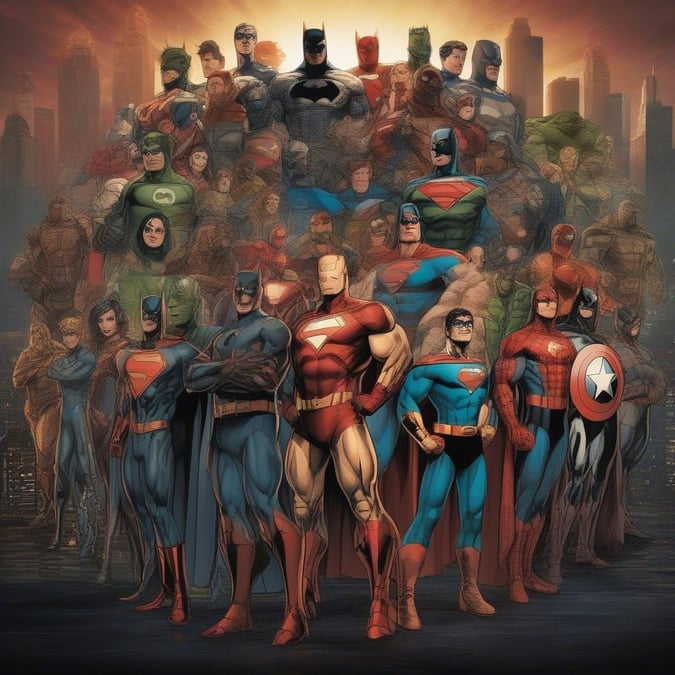 A group of beloved DC superheroes gathered together, ready to save the world.