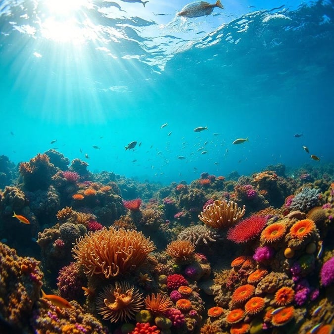 Immerse yourself in the beauty of the ocean with this stunning underwater wallpaper.