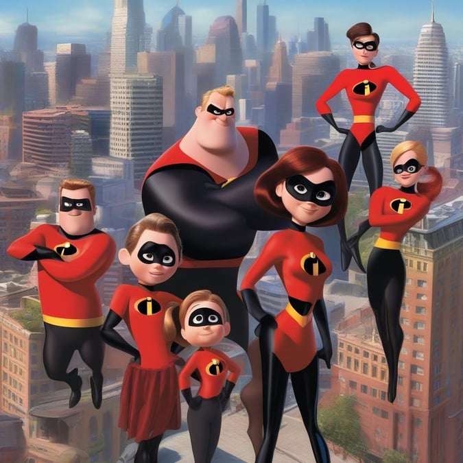 This vibrant wallpaper features the beloved Disney characters from The Incredibles, perfect for fans of all ages.