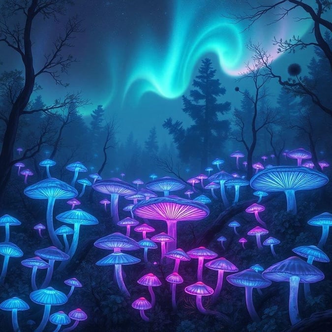 Immerse yourself in this enchanting fantasy world, where towering trees and glowing mushrooms create a magical atmosphere.