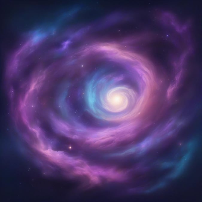 Discover the beauty of space with this stunning digital illustration of a purple nebula, featuring a bright center that draws you into the heart of the galaxy. Perfect for desktop and mobile backgrounds.