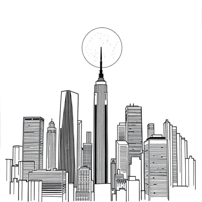 This minimalist cityscape wallpaper features a stylized illustration of a city skyline, perfect for those who appreciate clean lines and simple designs.