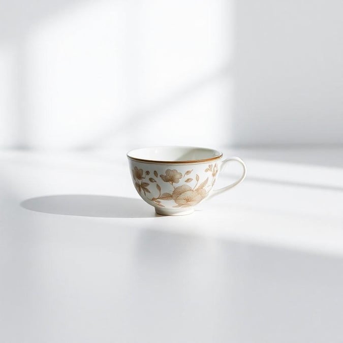 Enjoy your favorite tea in the warmth of minimalist elegance with this classic floral teacup. The simplicity of the design makes it a perfect fit for any home decor, whether you're serving breakfast or just enjoying some alone time.