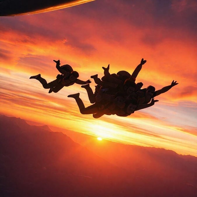 Embrace the thrill of skydiving during an unforgettable sunset. Experience breathtaking views from 14,000 feet!