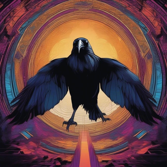 This stunning wallpaper features a powerful crow in the center, set against a vibrant and dynamic background. The circular design adds depth and dimensionality to the image, making it a great choice for anyone looking to add a touch of comic book flair to their desktop or mobile device.