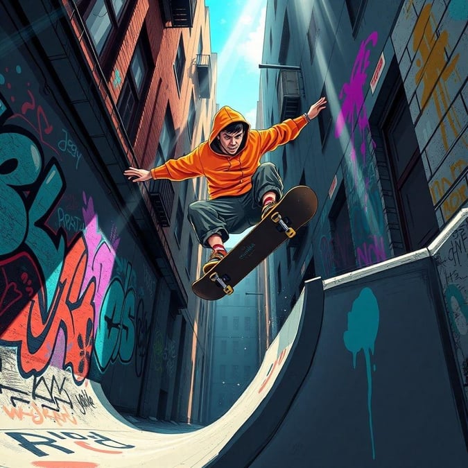 This dynamic wallpaper captures the thrill of skateboarding in an urban setting, perfect for those who love the rush of adrenaline and the freedom of the open road.