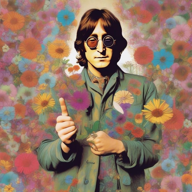 Vintage photograph of John Lennon, a legendary musician from the Beatles era. This wallpaper captures a moment in time when he was at his peak creativity.