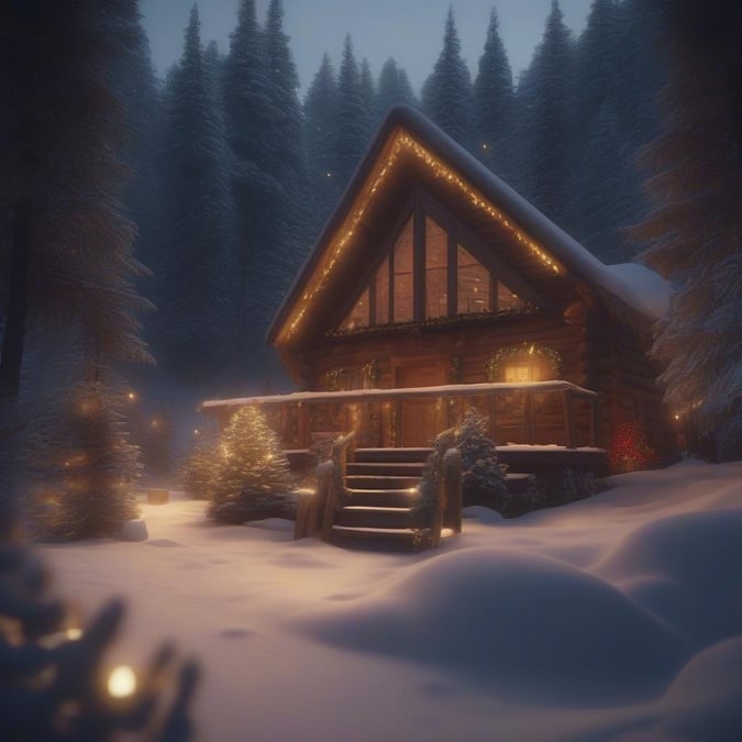 Get into the festive spirit with this beautiful winter wallpaper, featuring a serene snowy landscape and a cozy cabin. Perfect for desktop and mobile use.