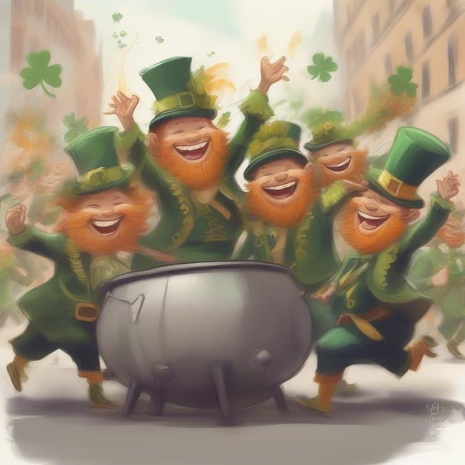 Get into the festive spirit with this fun wallpaper featuring happy leprechauns celebrating St. Patrick's Day.