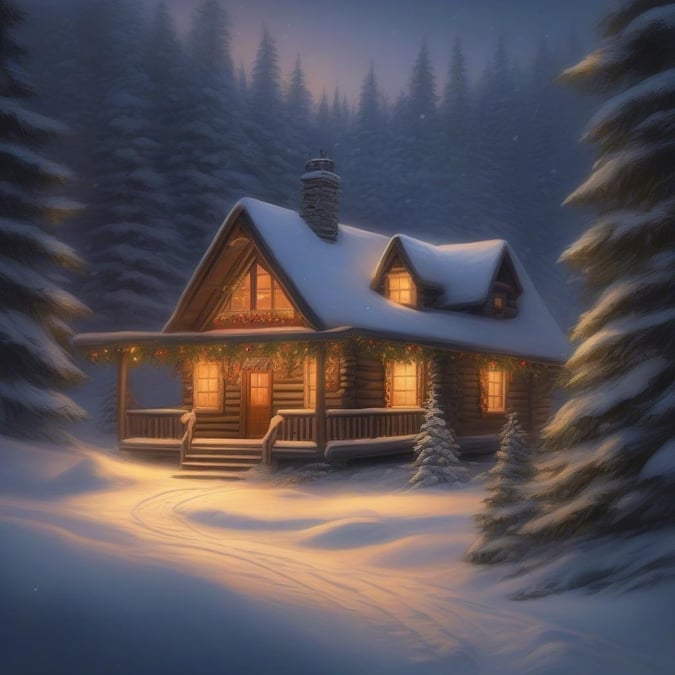 Immerse yourself in the serene beauty of a snowy winter scene with this festive wallpaper.