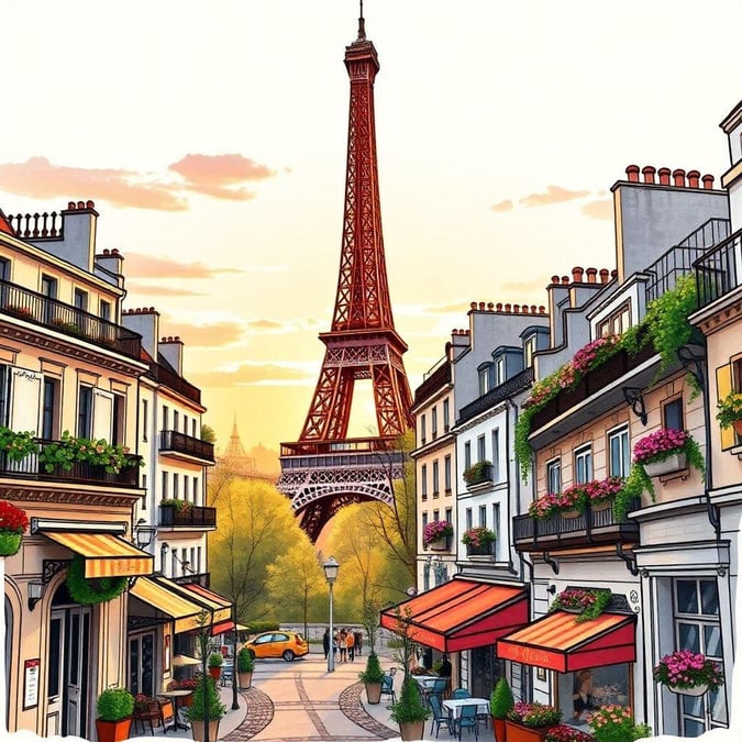 Experience the essence of Paris with this stunning wallpaper featuring the iconic Eiffel Tower.