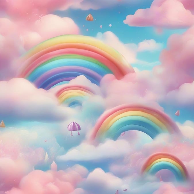 This whimsical cloud-filled sky brings a colorful and magical touch to any device. Perfect for kids and cartoon lovers!