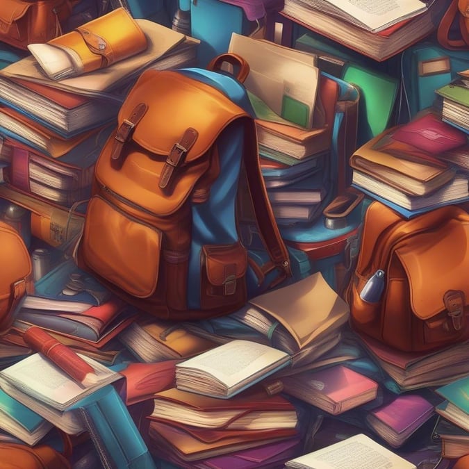 A nostalgic back-to-school scene with stacked books and vintage luggage.