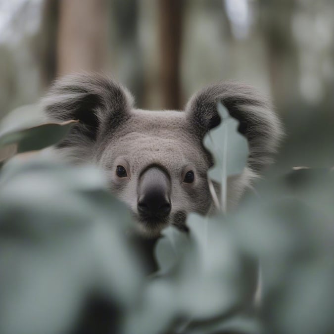 This adorable koala looks surprised to be seen, peeking out from among the green foliage. What a cutie!