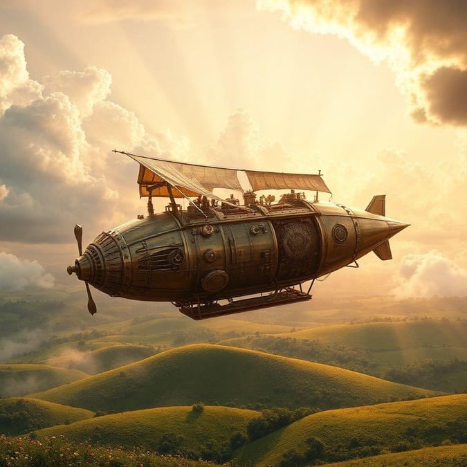 Soar through the skies with this fantastical airship wallpaper, perfect for fans of science fiction and fantasy.