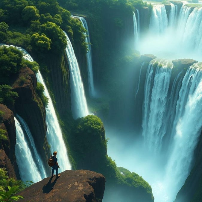 Immerse yourself in the serene beauty of this waterfall landscape, perfect for desktop and mobile wallpapers.