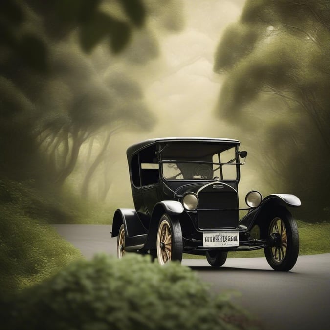 This vintage car wallpaper is a stunning representation of a bygone era, with its classic design and foggy road setting creating a sense of nostalgia and mystery.