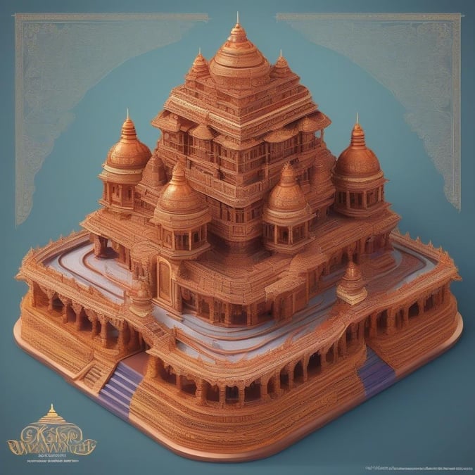 This stunning 3D rendering of a temple is perfect for anyone looking to add a touch of cultural flair to their digital space. With its intricate details and ornate design, this image is sure to impress.