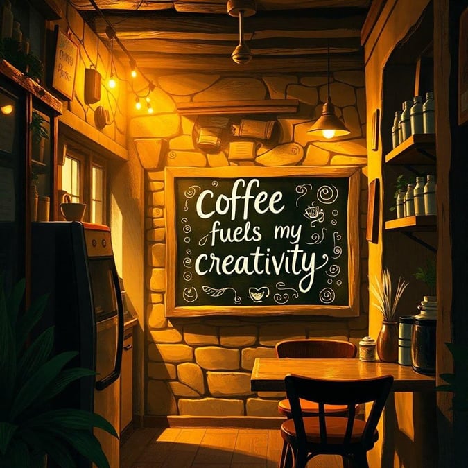 This beautiful wallpaper features a quote about coffee and creativity, perfect for anyone who loves to stay productive and inspired. The quote is written in a stylish font and is surrounded by a simple yet elegant design, making it a great addition to any room.