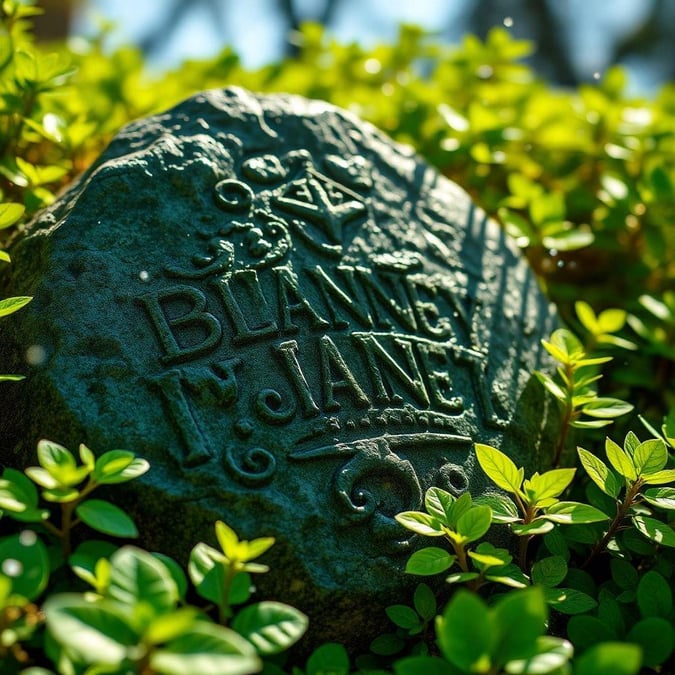 Add some Irish charm to your screen with this festive wallpaper featuring the name 'Blaney and Jane', a common surname in Ireland, on an ancient rock. Perfect for St. Patrick's Day!