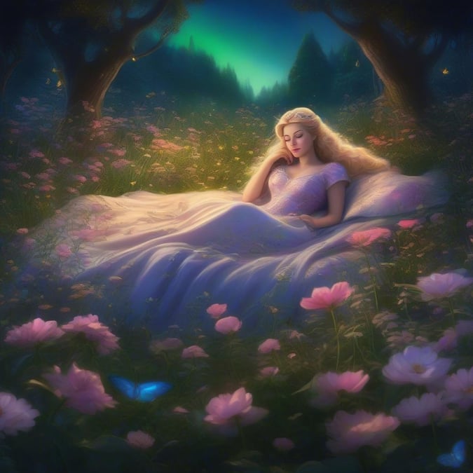 A princess in her own dream, lost in thought as she lies amongst the flowers.