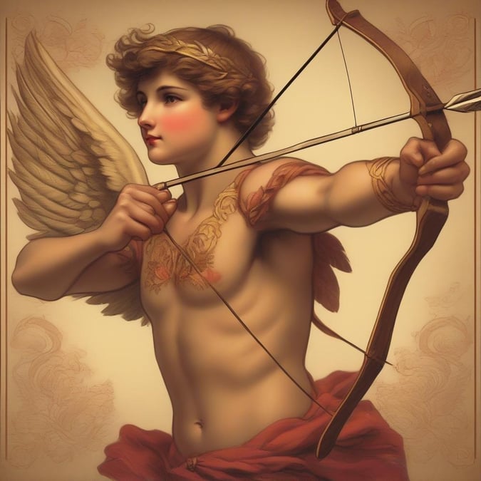 Celebrate love and romance with this elegant depiction of Cupid, the god of love and desire. With his bow in hand and a mischievous grin on his face, he embodies the passion and playfulness that makes Valentine's Day special.