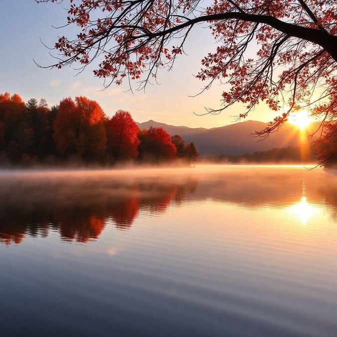 A serene and peaceful Thanksgiving sunset over a lake, perfect for your desktop or mobile wallpaper.