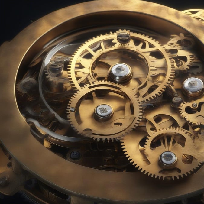 Experience the elegance of mechanical design with this close-up image of a beautifully crafted vintage gear assembly, reminiscent of classic steam engine technology.