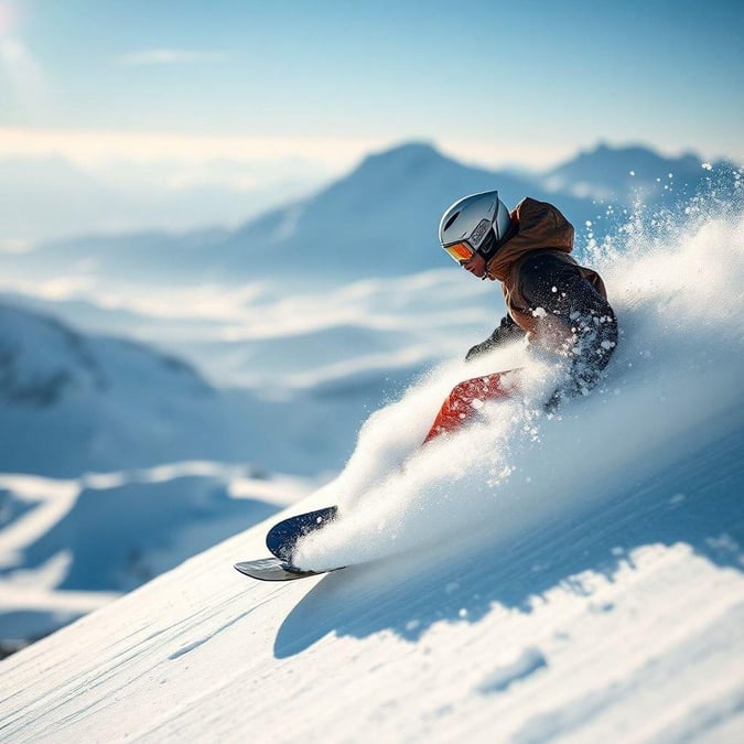 This stunning wallpaper captures the thrill and beauty of snowboarding in action.