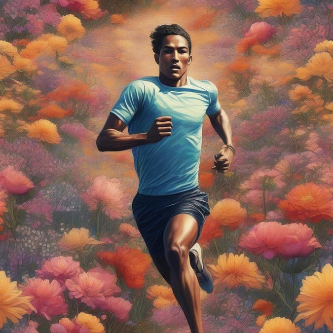 This vibrant wallpaper captures the essence of a runner in motion, set against a backdrop of blooming flowers. Perfect for desktop and mobile use, this image embodies the spirit of sports and fitness, making it an ideal choice for those who appreciate the beauty of nature and the thrill of athletic pursuits.