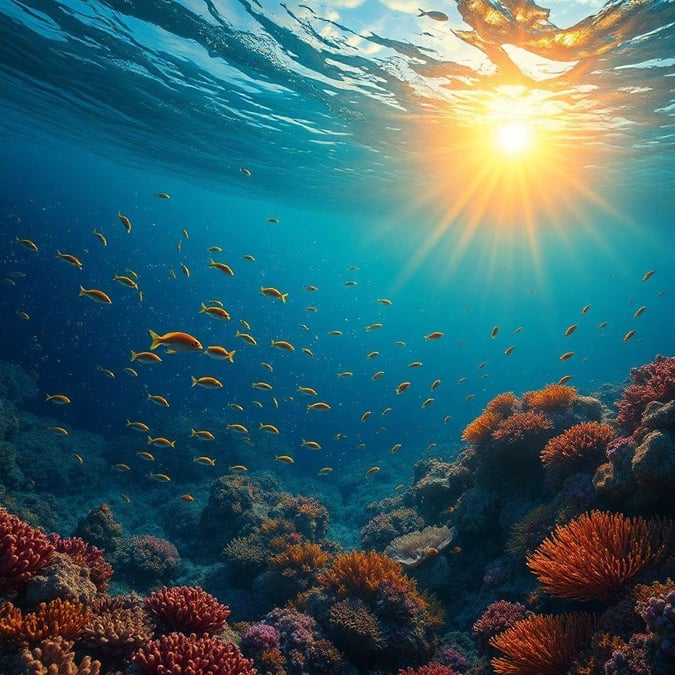 Dive into the vibrant world of coral reefs and marine life with this stunning wallpaper.