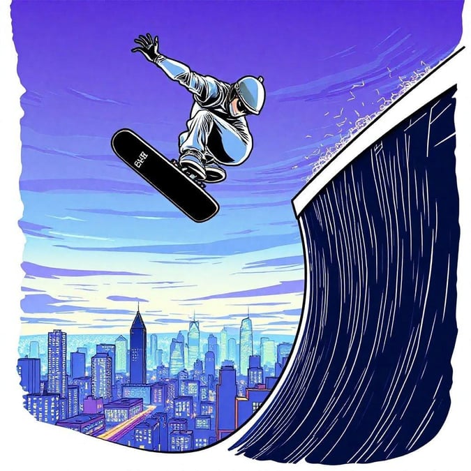 This image captures the thrill and excitement of skateboarding, showcasing a skateboarder in mid-air, performing a daring trick on a sleek ramp. The vibrant colors and dynamic composition make it an eye-catching wallpaper for any sports enthusiast.