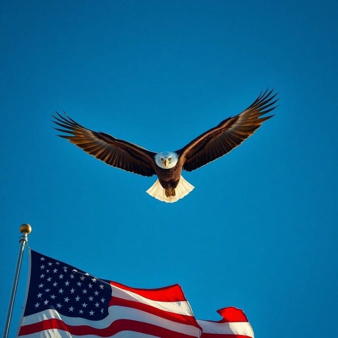 Celebrate Independence Day with this stunning American flag and eagle wallpaper, perfect for desktop and mobile use.