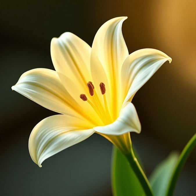 A single, vivid yellow lily with six petals, set against a blurred background, perfect for Easter wallpapers on desktop and mobile devices.