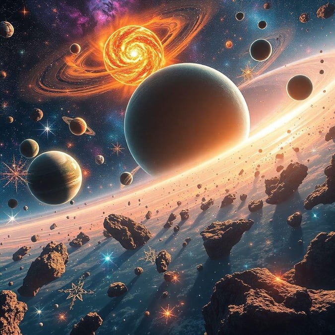 This stunning 3D art wallpaper transports you to a distant galaxy, where stars, planets, and nebulas come alive in breathtaking detail.