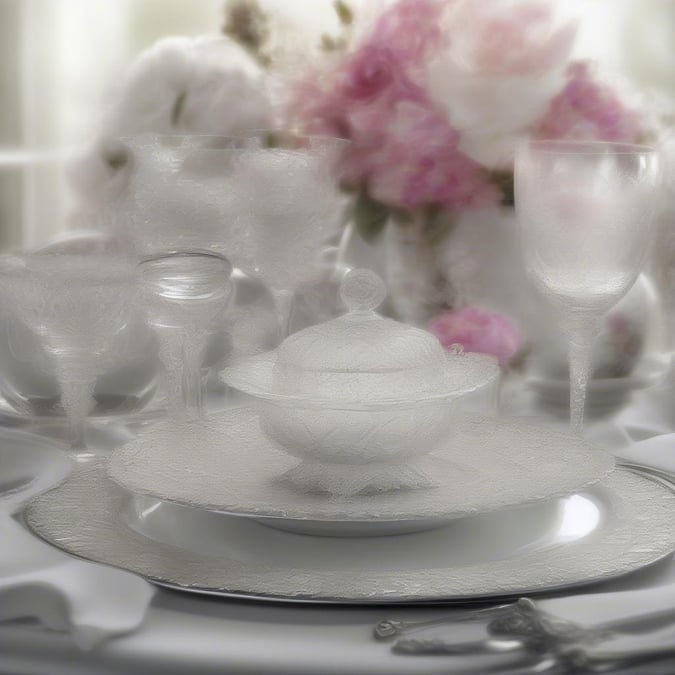 This wallpaper captures the essence of a fine dining experience, with a focus on elegance and sophistication. The image features a beautifully set table, complete with fine china and crystal glasses, surrounded by a warm and inviting atmosphere.