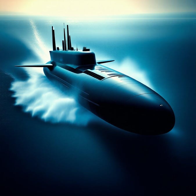 This stunning wallpaper features a sleek submarine gliding through the ocean, perfect for desktop and mobile use.