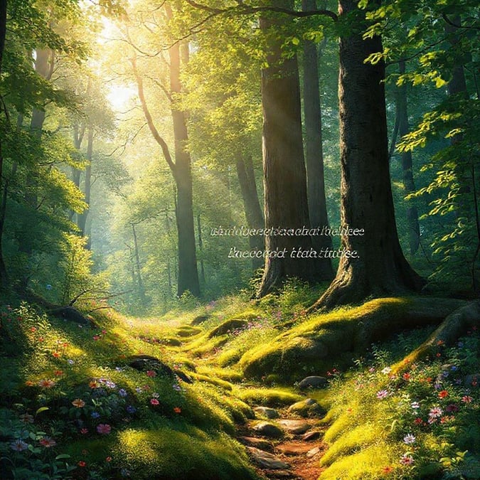 Let the beauty of nature inspire you with this serene forest scene, perfect for desktop and mobile wallpapers.