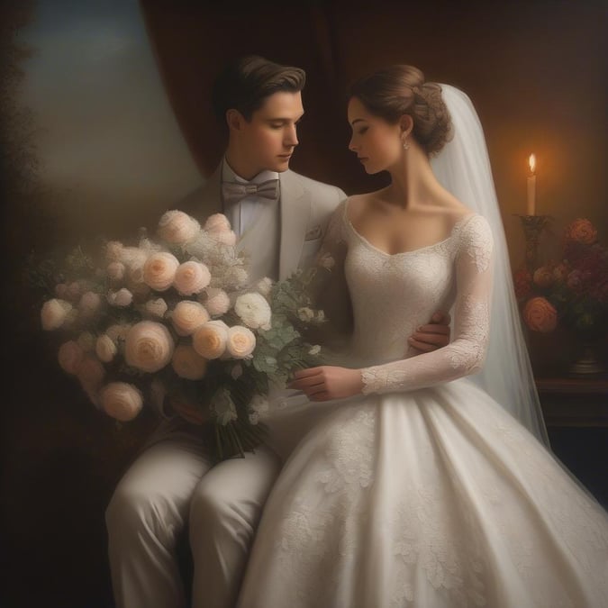 A serene and intimate wedding scene, capturing the love and joy of the special day.