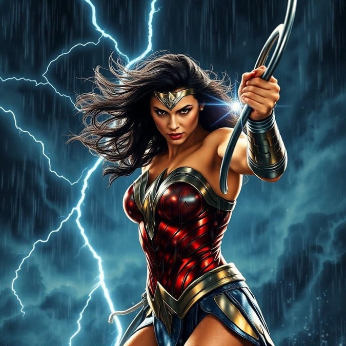 Bring the heroic spirit of Wonder Woman into your digital space with this dynamic wallpaper. Featuring the iconic superheroine in action, it's sure to empower you every time you see it!