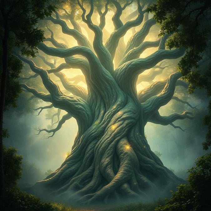 Step into a world of wonder with this captivating 3D art wallpaper, featuring a majestic tree as its centerpiece. The intricate details and vibrant colors bring the forest to life, making it a perfect addition to any room.